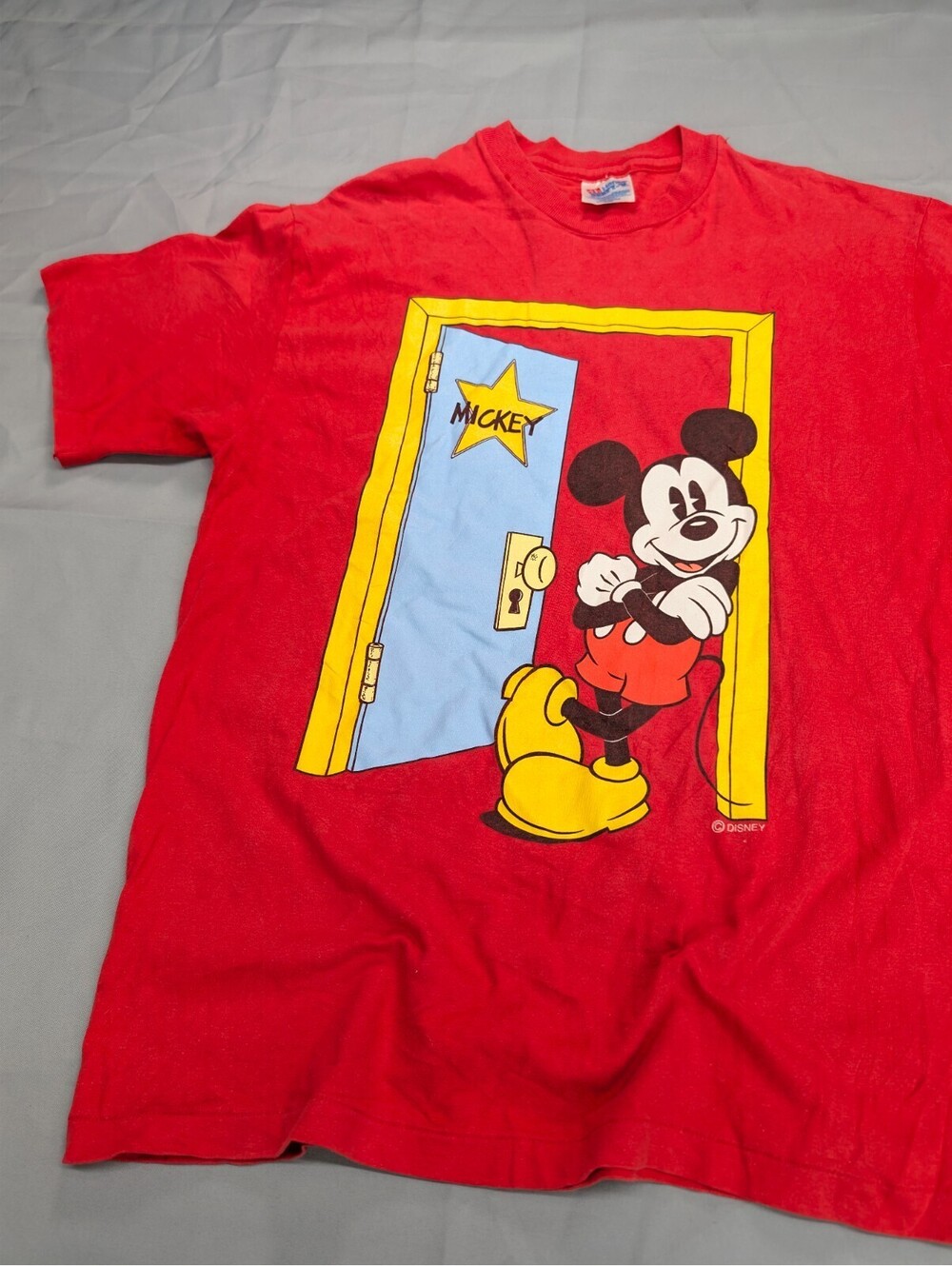 Vintage Mickey Mouse Hanes Beefy-T Shirt Red Large USA Made